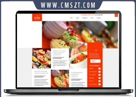 红色异形布局餐饮美食网页模板