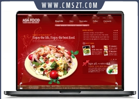 红色韩系餐饮美食类PSD网站模板