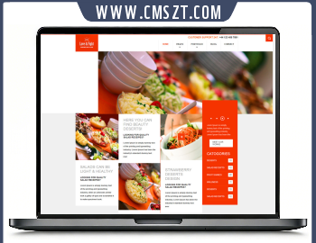 红色异形布局餐饮美食网页模板