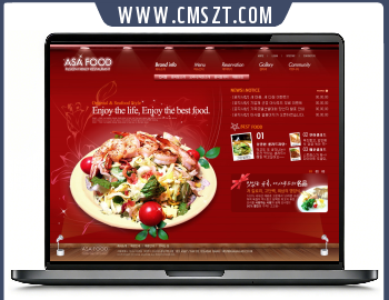 红色韩系餐饮美食类PSD网站模板