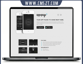 简单灰色系手机APP应用下载网页模板